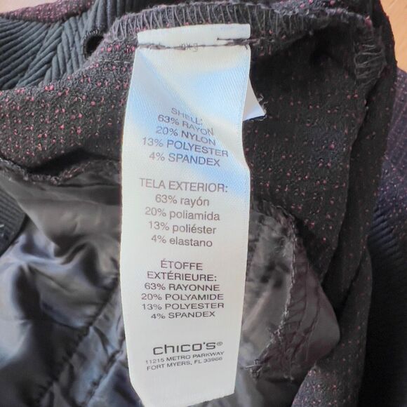 Chico's Ankle Pants Size 1 (M/8) Burgundy Black Two Tone with Rivets - Picture 10 of 12